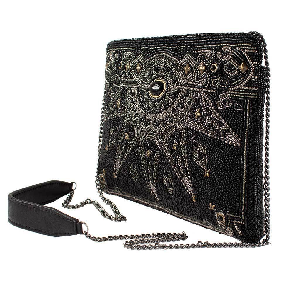 Mary Frances Magical Power Onyx Black Handbag Crossbody Chain Strap Zip Bag NW - Picture 3 of 8